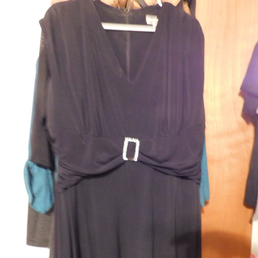 Black Gathered Jewel Dress W22 Coldwater creek